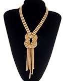 ACEFAST INC Gold Tassel Snake Pendant Chain Chunky Choker Bib Statement Necklace(Gold)