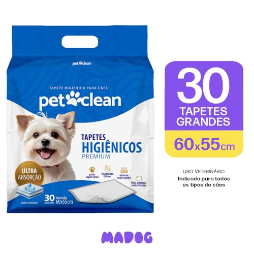 Tapete Higiênico Pet Clean Premium Cães Cachorro Xixi Ultra Absorção 60x55cm 30 Unidades