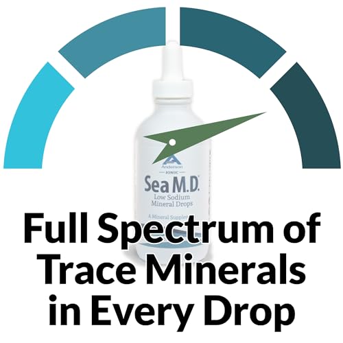 Anderson Sea M.D. Concentrated Trace Mineral Drops, Ionic Electrolyte Magnesium Supplement, Liquid Magnesium, Easy to Take, 4 fl oz, 60 Servings in Glass Bottle