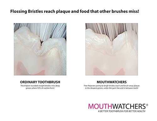 Mouth Watchers Antimicrobial Toothbrush with Flossing Bristles, Adult Blue