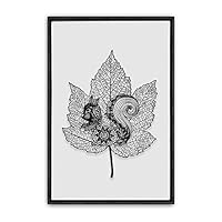 Framed Canvas Wall Art Black Leaves Canvas Prints Home Artwork Decoration for Living Room,Bedroom - 16x24 inches