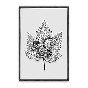 Framed Canvas Wall Art Black Leaves Canvas Prints Home Artwork Decoration for Living Room,Bedroom - 16x24 inches