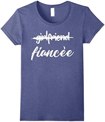 Womens Fun Girlfriend Crossed Fiancee T-shirt Classy Text Tee Medium Heather Blue