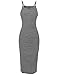 Made by Emma Stripe Crew Neck Spaghetti Strap Body-Con Midi Dress Hgray Black M