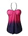 Baifern Women's Halter Off-shoulder Backless Gradient Blouses (Medium, Rose)