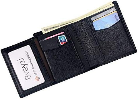 Wallet for Men Genuine Leather RFID Blocking Slim Bifold Minimalist Wallet With 2 ID Window