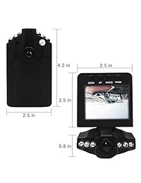 econoLED Cámara de salpicadero, DVR, cámara de salpicadero, grabadora de coche de 2.5 in para coches HD IR Dash Cam 270 grados cámara giratoria grabadora de vídeo cámara de salpicadero de tráfico, grabadora de bucle sin tarjeta