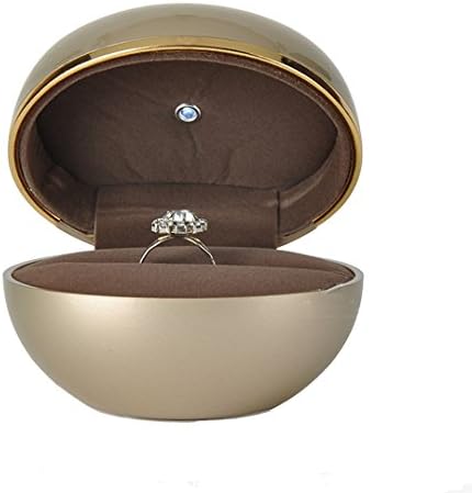 Ccassie Jewelry Ring Box With LED Light Outer Box For Propose Wedding Engagement Romantic Gifts(Gold)