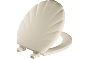 Mayfair 22ECA 006 Sculptured Shell Toilet Seat Will Never Loosen and Easily Remove, Round, Bone
