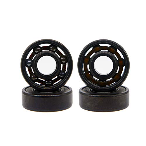 Z-FIRST High Speed 608RS Hybrid Black Ceramic Bearings for Longboard, Inline Skates, Skateboard, Scooters, Skateboard and More (Pack of 4, Black)