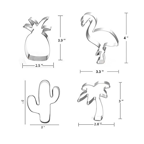 5 PCS Tropical Flamingo Cookie Cutters Set Flamingo Pineapple Palm Tree Cactus Stainless Steel - Thumbnail 3