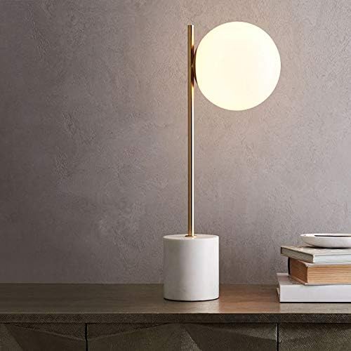 Lampshade Lighting Chandelier Wall Lamp D15*H58Cm Simple Modern Nordic White Marble Glass Frosted Round Lampshade Designer Living Room Table Lamp [Energy Class A++]