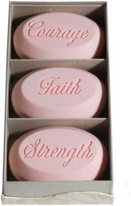 Personalized Signature Scented Soap Trio Bar Box Gift Set Personalized with "Courage" "Faith" "Strength" - Scent: Pomegranate - New Hope Soap
