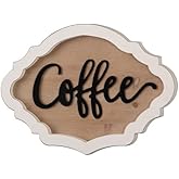 Sintosin Rustic Coffee Signs for Coffee Bar 16 Inch, Hanging Distressed Curved White Wood Frame Coffee Bar Sign for Kitchen W
