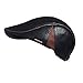 LETHMIK Unique Flat Cap Hunting Cowhide Leather Driver Ivy Cap Newsboy Hat Black-M