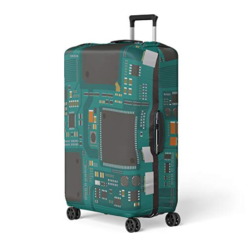 Pinbeam Luggage Cover Electric Circuit Board Various Ic Chips and Electronic Travel Suitcase Cover Protector Baggage Case Fits 26-28 inches