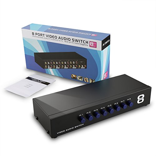 Updated Metal Case Mechanical 8-way AV Switch CVBS RCA Splitter 8 Port Switch Adapter 8 In 1 Out Composite L/R Audio Video Switcher Selector BOX for DVD STB Game Consoles - Thumbnail 4