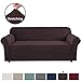 H.VERSAILTEX Stretch Oversized Sofa Cover 1 Piece Sofa Slipcovers for Living Room Feature Thick Checked Jacquard Fabric with Elastic Bottom, Sofa X-Large - Chocolate