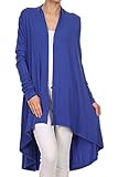 ReneeC. Women's Natural Bamboo Solid Open Front Draped Cardigan - Made In USA (2X-Large, Royal Blue)