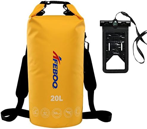 Dry Bag Pro-Waterproof Phone Dry Sack long adjustable Shoulder Strap,Perfect For Kayaking,Boating,Canoeing,Fishing,Rafting,Swimming,Camping,Snowboarding (Yellow, 10L)