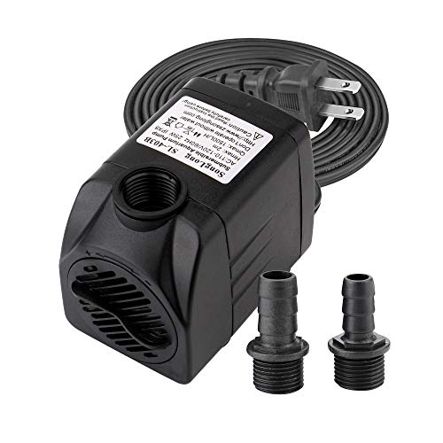 400 GPH Submersible Water Pumps for Aquarium, Tabletop Fountains, Pond, Water Gardens and Hydroponic Systems with Two Nozzles, CE-ROHS Approved, 5.9 ft Power Cord - Thumbnail 7
