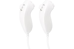 JINHEZO Wii Nunchuck Controller Nunchuck Controllers for Nintendo Wii Video Game Pack of 2 (White)