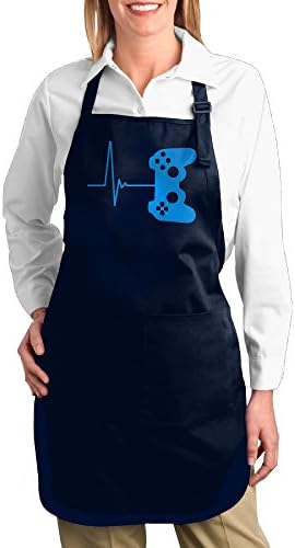 Heartbeat Of A Gamer Chef Kitchen Cooking And Baking Canvas Bib Apron With Pocket