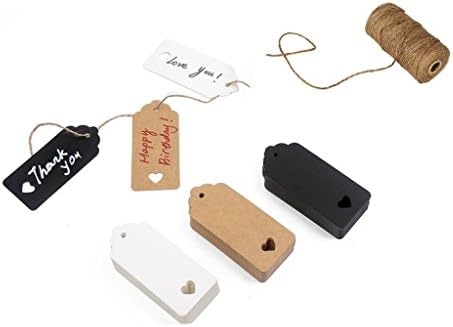 Ke senle 150 Pieces Craft Paper Kraft Gift Tags Hang Labels Gift Tags with 400 Feet Natural Jute Twine for Valentine's Day Birthday Gift Wrap