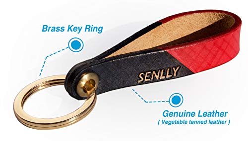SENLLY Hand-Painted Lanyard Genuine Leather Handmade Man Woman Key Chain Holder With Brass Ring Durable Wristlet Strap for KeyChain, Car keys, Cell Mobile Phone, Charms, Lightweight Items