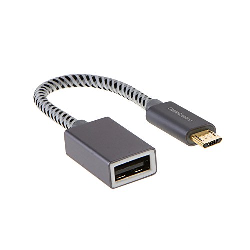 CableCreation Micro USB 2.0 OTG Cable Braided On The Go Adapter Micro USB Male to USB Female for Samsung or other Smart Phones with OTG Function, 6 Inch/ Space Gray Aluminum
