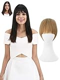 REECHO Fashion Full Length Synthetic 1 Piece Layered Clip in Hair Bangs Hairpieces Fringe Hair Extensions Color - Light Caramel Brown