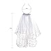 Valdler 2-Tier Beaded Veil with Attached Floral Headband for Girl White