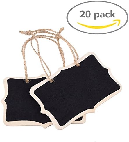 HAKDAY 20 PCS Mini Chalkboards Signs Hanging BlackBoard Rectangle Message Board