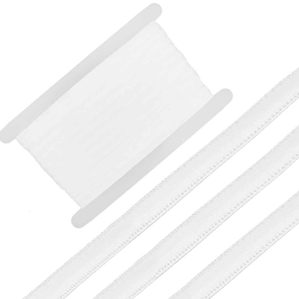 GORGECRAFT 10 Yards Silicone Elastic Tape 10mm Wide Non-Slip Silicone Grip Stretch Band with 5mm Rubber Sewing Strap Webbing Belt for DIY Crafts Underwear Bra Headband Garments Accessories White