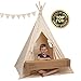 Canicove Teepee Tent for Kids - Award Winning 100% Cotton Play Tent - Large Indoor/Outdoor Tipi for Boys & Girls + Free Fun Flags!