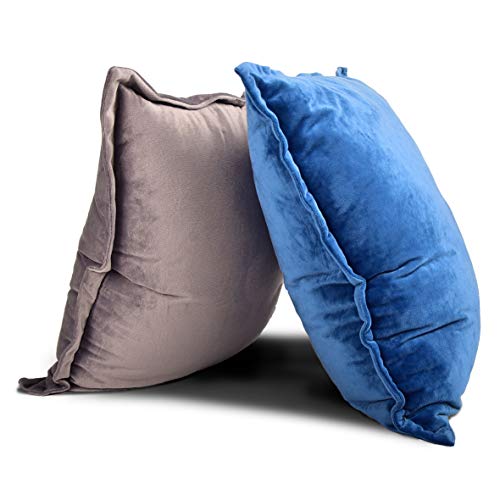 Edow Velvet Throw Pillows (Set of 2), Soft Fluffy Down Alternative Polyester Stuffing Decorative Pillows for Home Decor, Sofa, Couch, Bed, Office and Car. (Black, 18x18) - Thumbnail 3