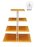 Eglaf 4-Tier Acrylic Glass Square Gold Cupcake Stand Cakes and Desserts Display Tower/Food Display Platter for Wedding Party (4-Tier-Square-Gold)