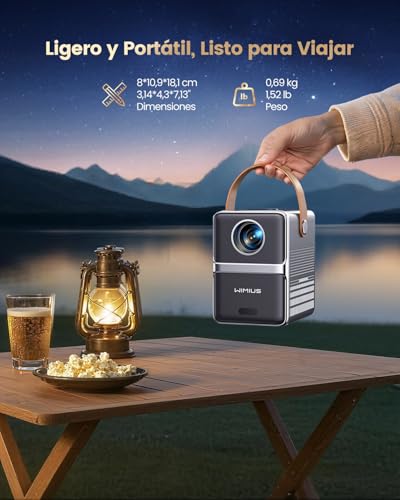 Mini Portable Projector 4K 【Netflix Ready/Dolby】 WiMiUS Projector 1080P FHD with Auto Keystone/E-Focus, Integrated WiFi & Bluetooth Apps, Portable Projector 4K Home Cinema for Mobile/PC/HDMI ARC