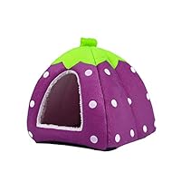 Echo Paths Strawberry Soft Tent Bed Cute Sponge Puppy Cat Cave Dog House for Pets Purple XS (10.210.20.8 inch)