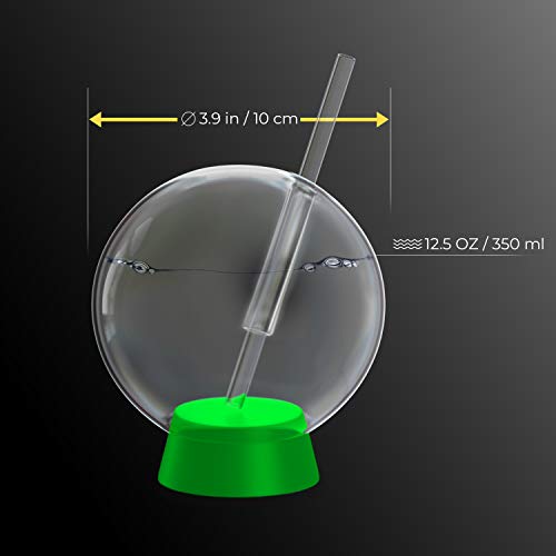 homia Cocktail Ball, Food Smoke Infuser Accessory - Cocktail Ball Glass with Glass Straw for Drink Smoker, 12 Oz (350 ml), Green