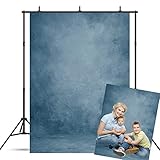 BoTong 5x7ft Abstract Blue Vinyl Portrait Backdrop Solid Color Photography Background Baby Headshots Photocall Adult Child Travel Family Newborns Party Decoration Studio Props BT-dn193-5x7FT