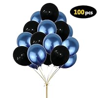 Party Balloons, Yoart Happy Birthday Party Decoration Balloons Wedding Party Supplies Blue and Black Foil Balloons for Boys Girls Women Men 100pcs