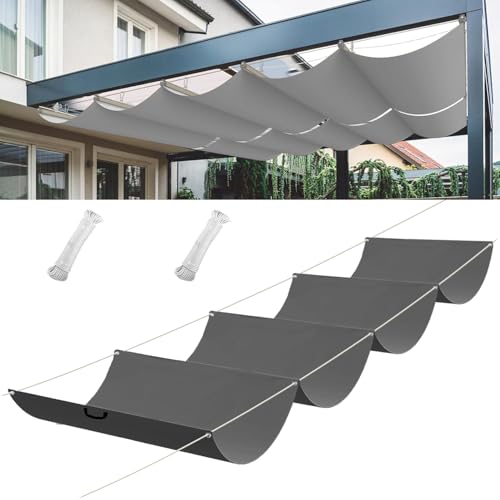 Extendable Wave Sun Sail, HDPE Sun Protection Pergola Replacement Shade Cover, Adjustable Protection Against UV Rays Awning, Adjustable Sun Sail for Balcony, 0.6 x 3 m, Dark Grey