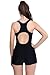 TiRain One Piece Women Swimsuit Slimming Boxer Boyleg Racerback Halterneck Athletic Swimwear Black Blue