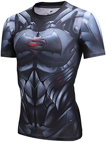 SAILAIBAO Men's Film Super Hero Compression Sports Shirt Skin Running Short Sleeve Tee O-neck Gym Sports Tops