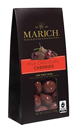 Marich Chocolates Trio Gift Set Chocolate Covered Fruits Collection (Dark and White Chocolate Strawberries, Dark Chocolate Blueberries, and Milk Chocolate Cherries) Gable Box 4.25 Oz. Each (Pack of 3) - Thumbnail 3