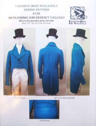 Mens Empire Regency Tailcoat Sz34-56 1806-1820 Laughing Moon Costume Pattern 122