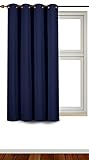 Blackout Room Darkening Curtains Window Panel Drapes - Navy Color 1 Panel - 52 inch wide by 63 inch long each panel 8 Grommets / Rings per panel, 1 Tie Back included- By Utopia Bedding