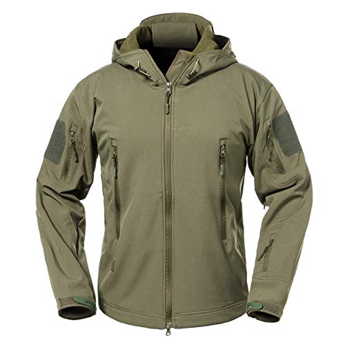 ReFire Gear Men's Soft Shell Military Tactical Jacket Outdoor Camouflage Hunting Fleece Hooded Coat