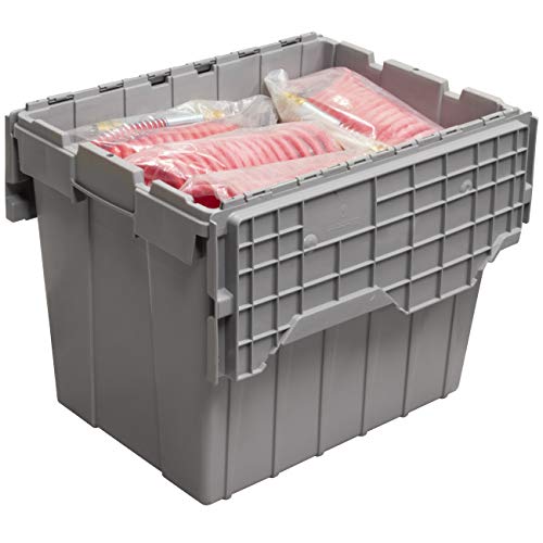 AkroMils 39170 Industrial Plastic Storage Tote with Hinged Attached